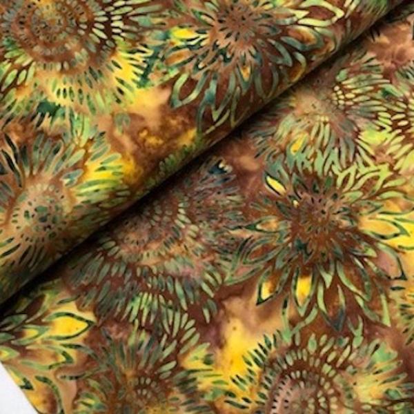 GREEN-BROWN - Campfire - Batikstoff aus Indonesien